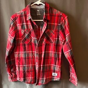 Shaun White Red and Black Plaid Button Down Shirt